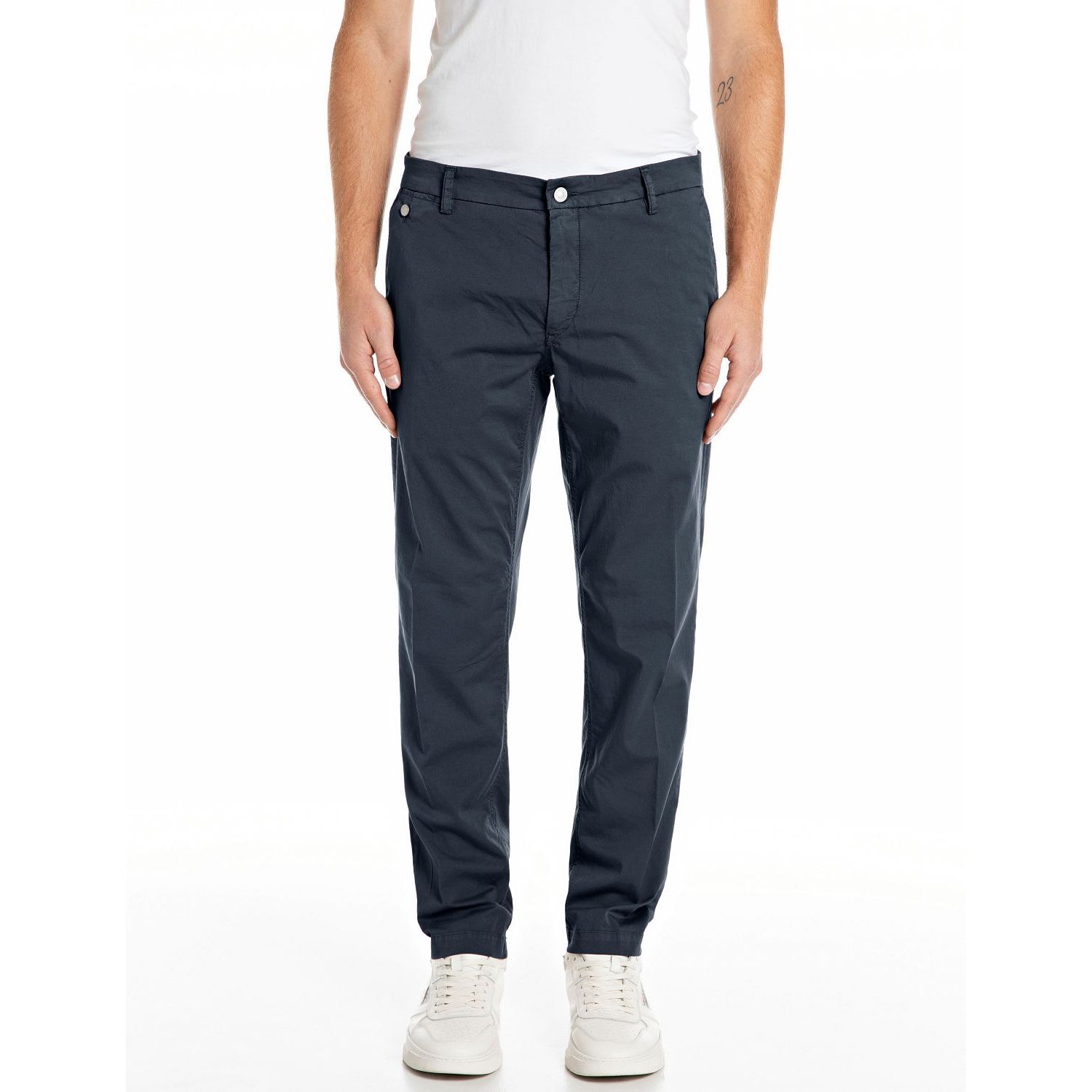 Replay Grover Straight-Fit Hyperflex Color X-Lite Jeans da Uomo con Elasticità, Nero (Nero 040), 28W / 30L
