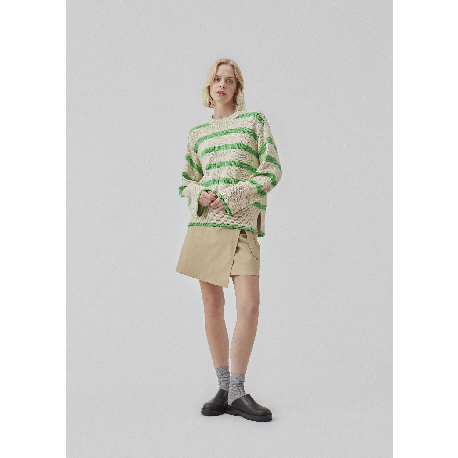 Modstr m corbin stripe o neck trui green summer online kopen