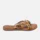 Lazamani Ladies Beads Flower Slipper Creme