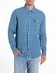 Replay M4082B linnen overhemd blauw