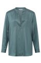 Yaya satin v-neck top with smock stormy blue