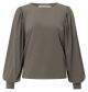 Yaya boatneck top with puff sleeve falcon brown