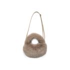 YAYA Rond tasje van imitatiebont otter brown
