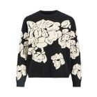 Object objray knit pullover aop black sand flower