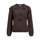Object objgitta l/s re knit pullover seal brown