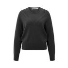 YAYA v-hals trui met top oyster black melange