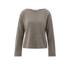 YAYA trui met boothals en siernaden brown melange