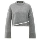 YAYA Trui contrasterende lijnen taupe grey melange