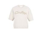 YAYA gebreide trui fluffy tekst heather grey melan