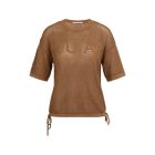 YAYA Opengebreide top met artwork foxtrot brown