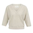 YAYA V-hals trui met naaddetails beige melange
