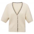 YAYA Rib cardigan with fun detail a summer sand