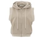 YAYA Sleeveless cardigan with hood twill beige