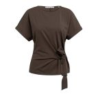 YAYA Top ronde hals knoopdetail aubergine purple