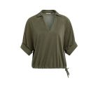 YAYA Jersey top with pleated sleeve army green