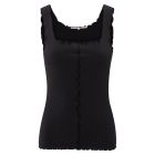 YAYA Singlet with frilled seams washed black
