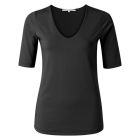 YAYA Round V-neck top pirate black