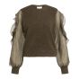 YAYA Trui met ruchesmouwen slate black brown
