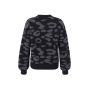 YAYA ribbed sweater round neck leopard print black