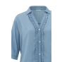 YAYA chambray batwing top w. ruffle chambrey