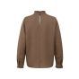 Yaya printed l/s top with ruffle neck seal brown