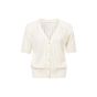 Yaya cardigan short sleeves mesh rib stitch cream