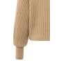 YAYA Geribde trui met ronde hals light camel