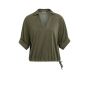YAYA Jersey top with pleated sleeve army green