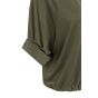 YAYA Jersey top with pleated sleeve army green