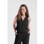 YAYA Linen blend gilet washed black