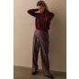 YAYA Glanzende geweven broek fudge purple dessin