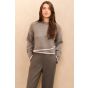 YAYA Trui met contrasterende lijnen taupe grey mel