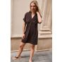 YAYA Jerseyjurk met geplooide pofmo aubergine purp