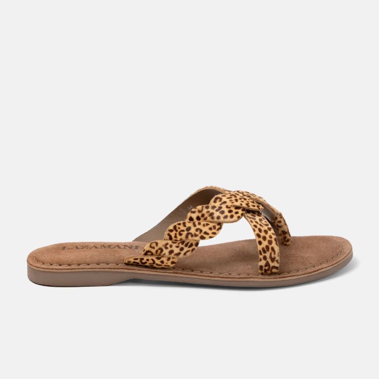 Lazamani Ladies Toe Slipper Leopard