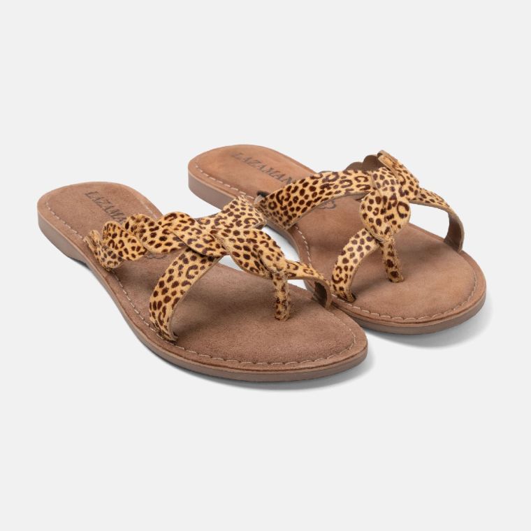 Lazamani Ladies Toe Slipper Leopard