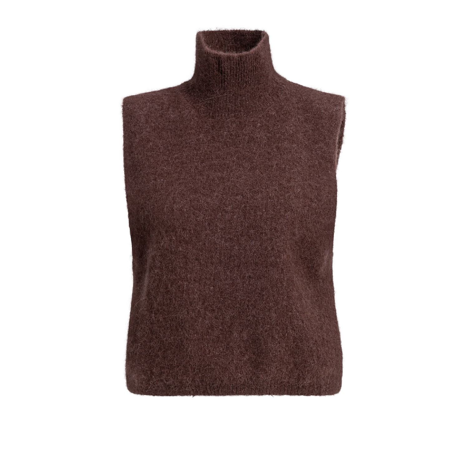YAYA Mouwloze sweater met hoge hals bitter chocola