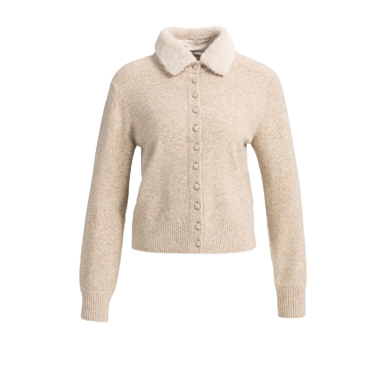 YAYA Vest met afneembare kraag light beige melange