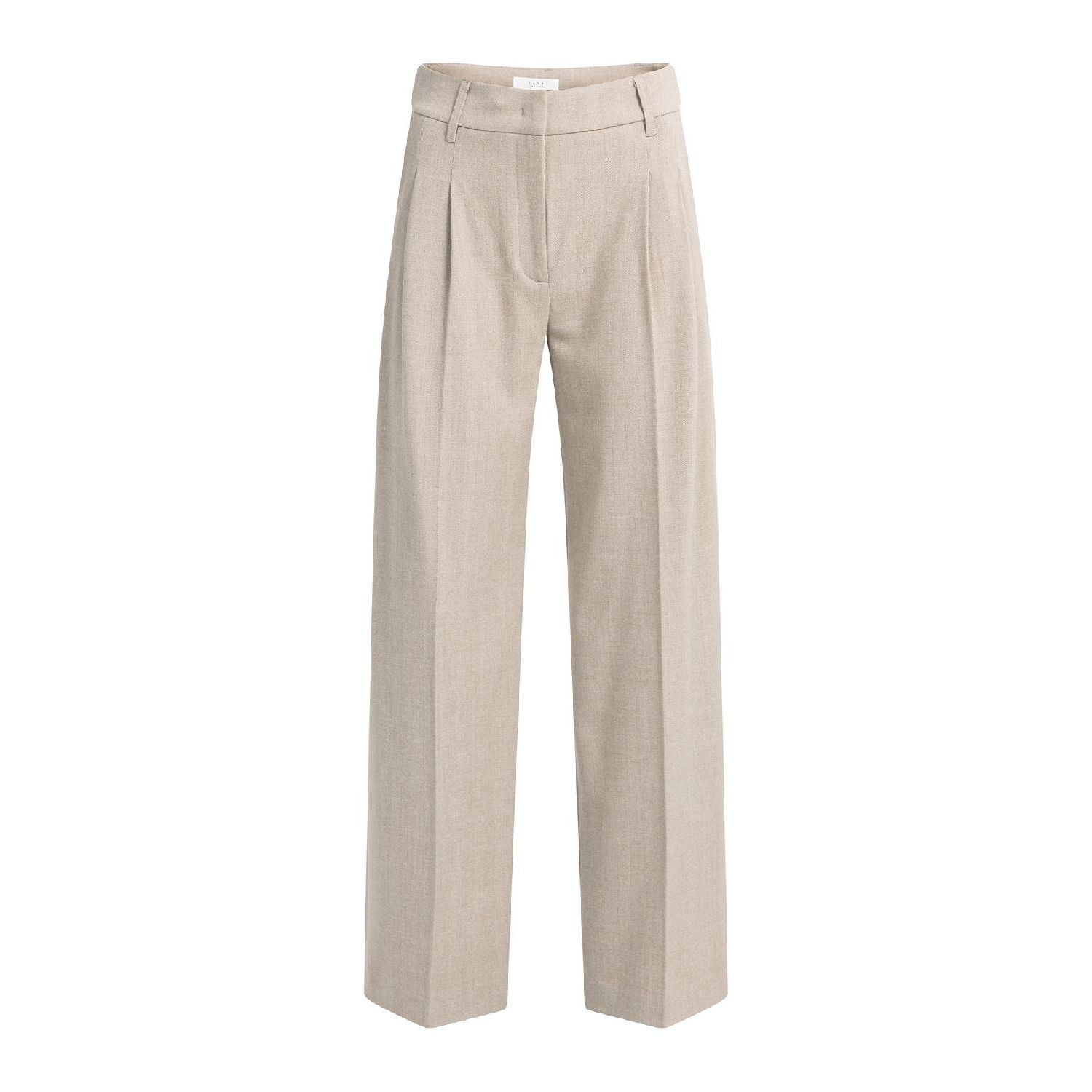 YAYA Zachte geweven broek met wijde beige melange