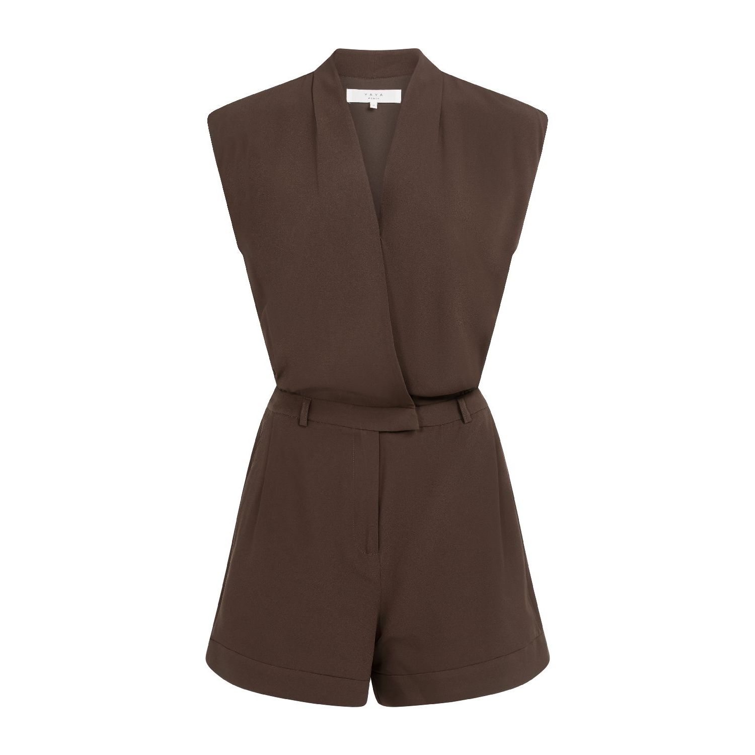 YAYA Playsuit met overslag-effect chocolate martin