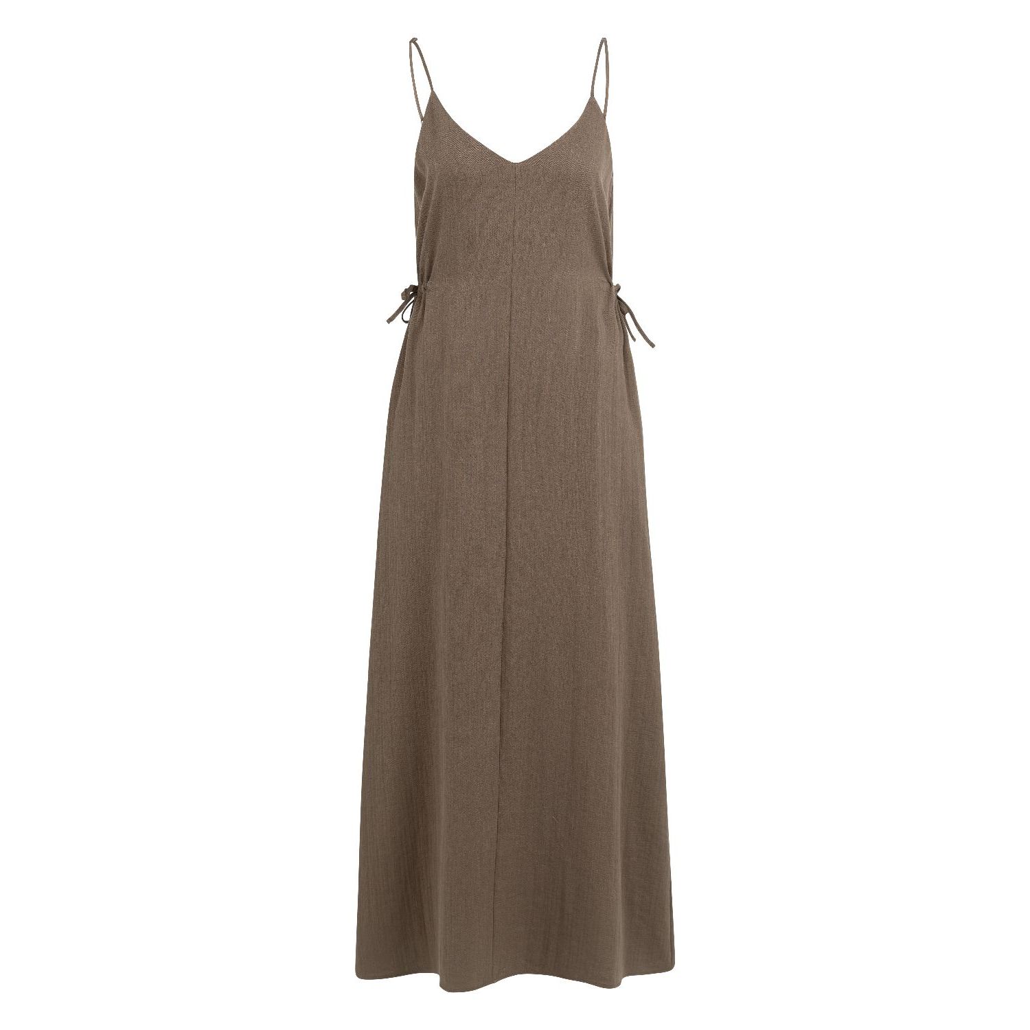 YAYA Lange jurk met strikdetails washed brown