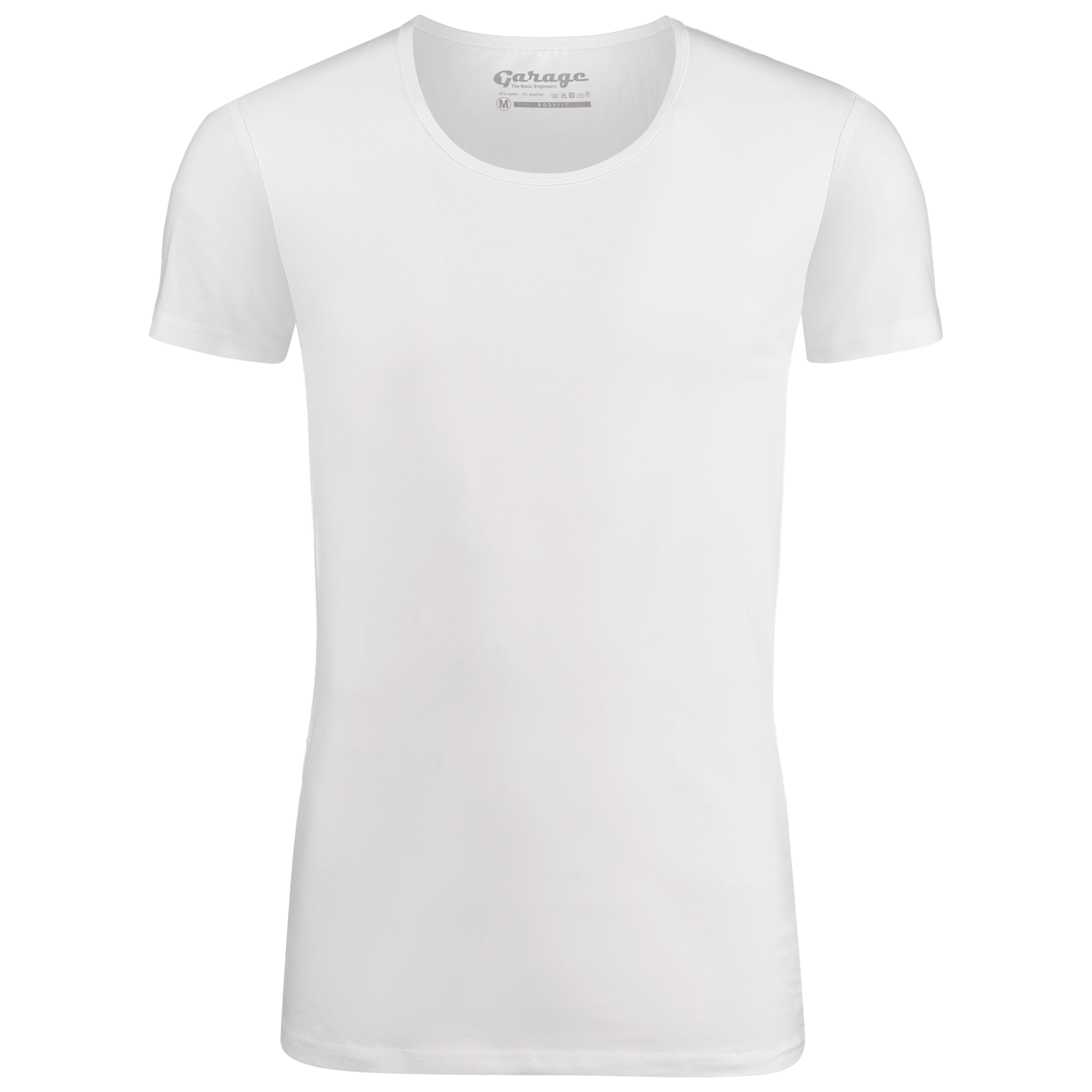 Garage tshirt deep r-neck body fit s/sl  wit