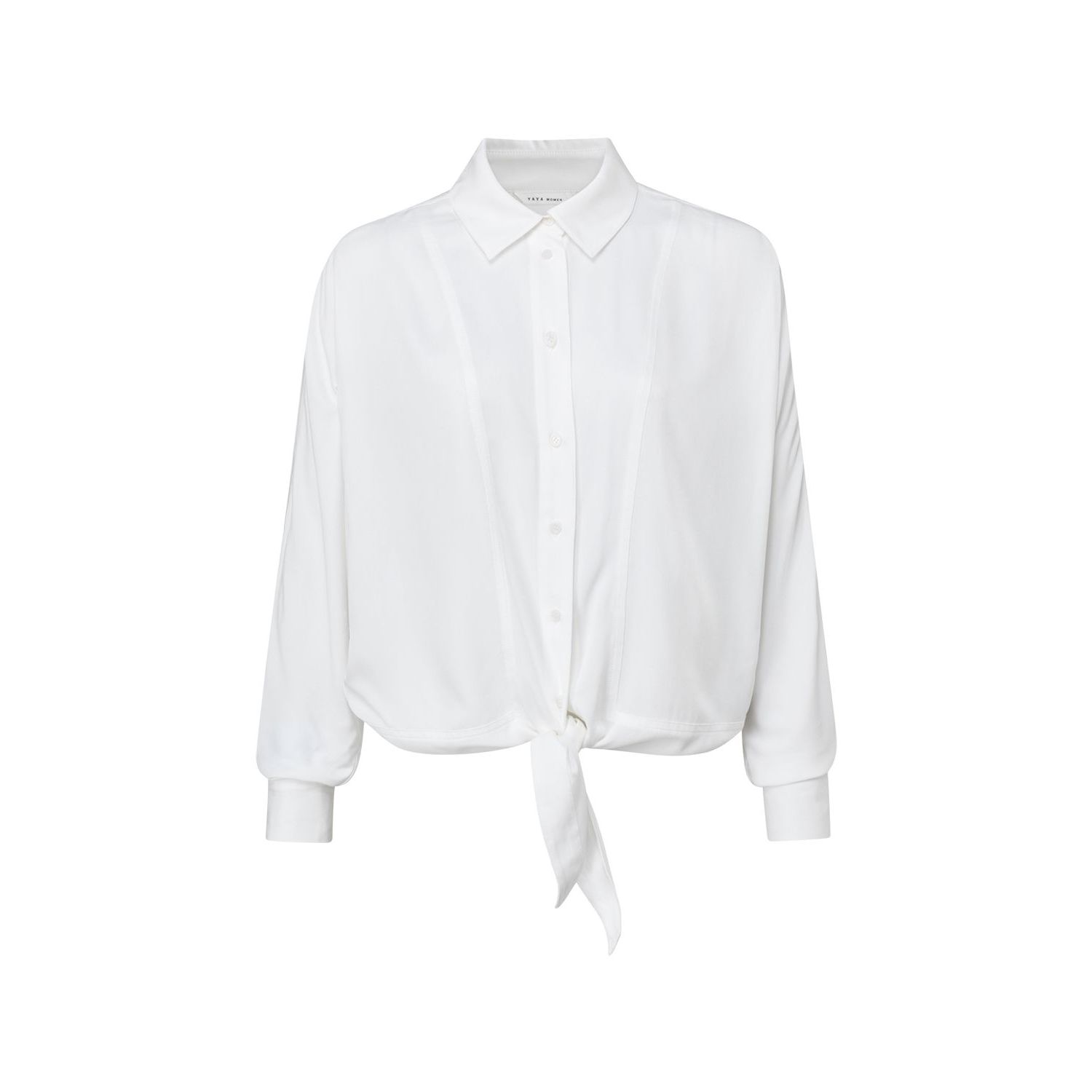 Yaya boxy button up blouse with tie off white