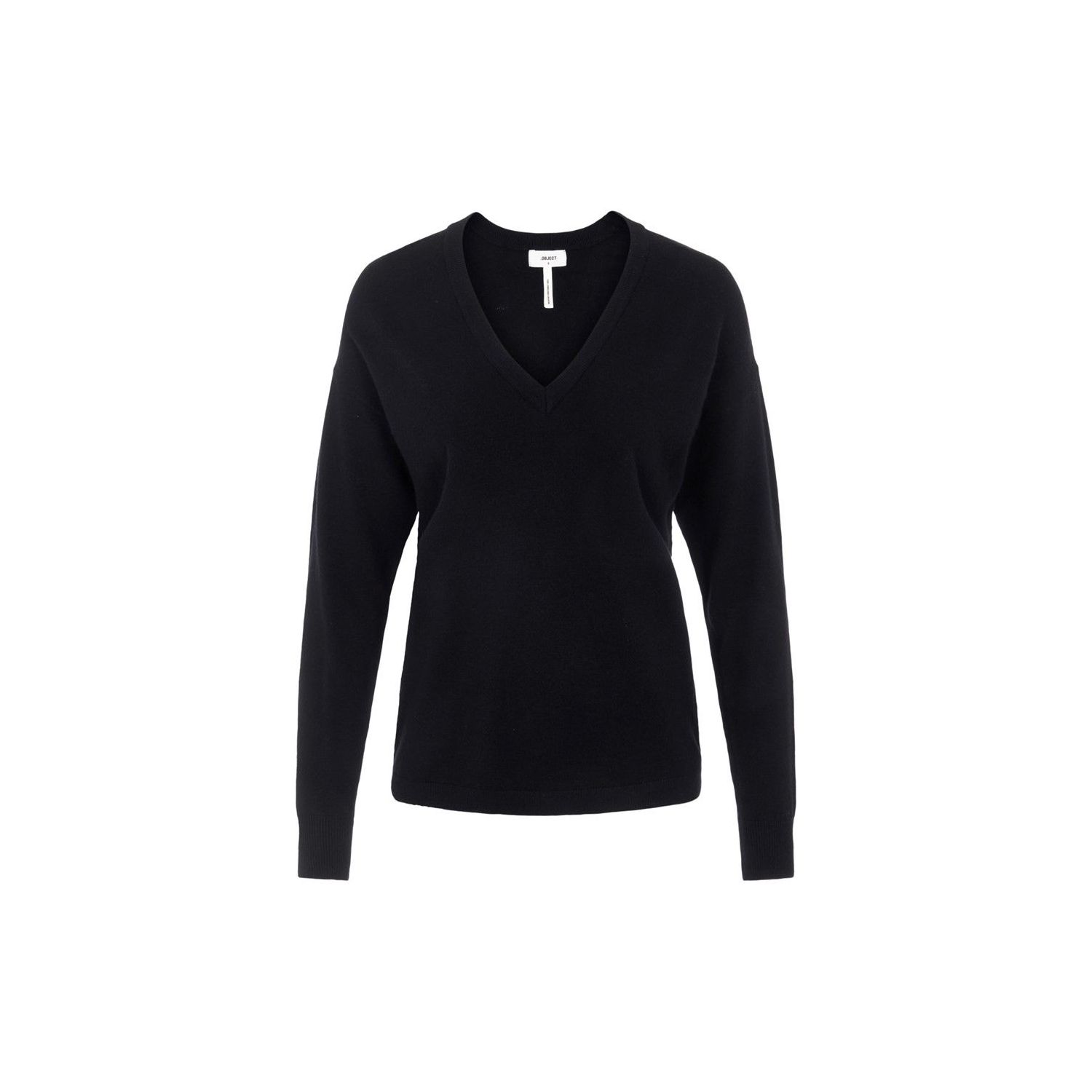 Object objthess l/s v-neck pullover noos black