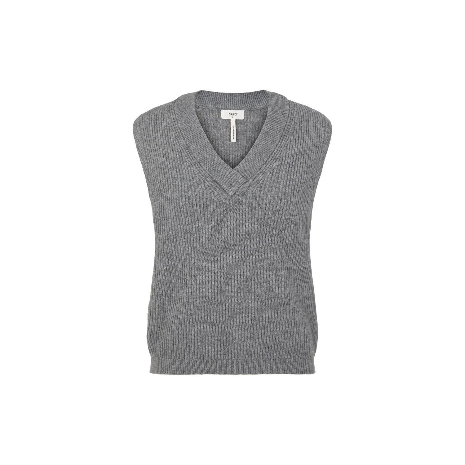 Object objmalena s/l knit waistcoat grey melange