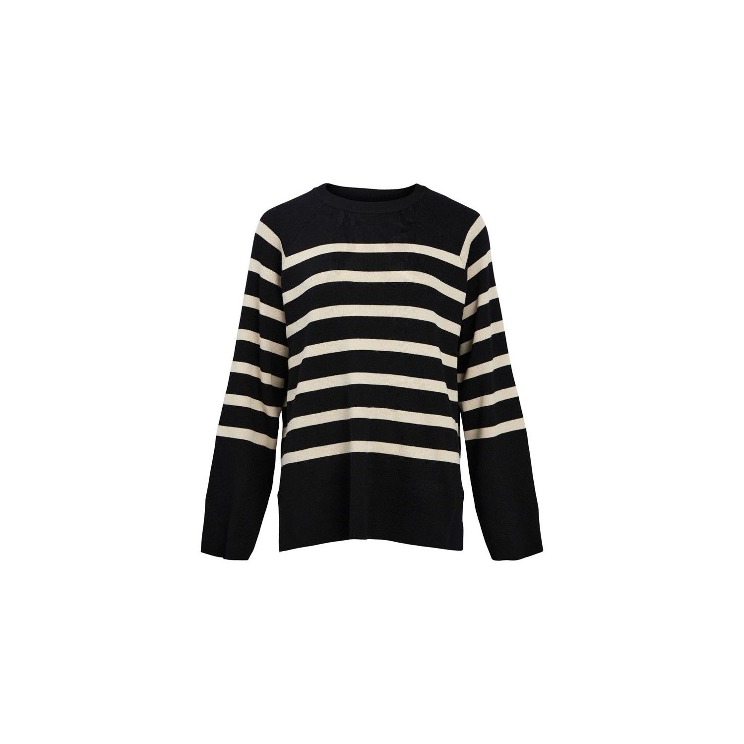 Object objester ls knit top noos sandshell stipes