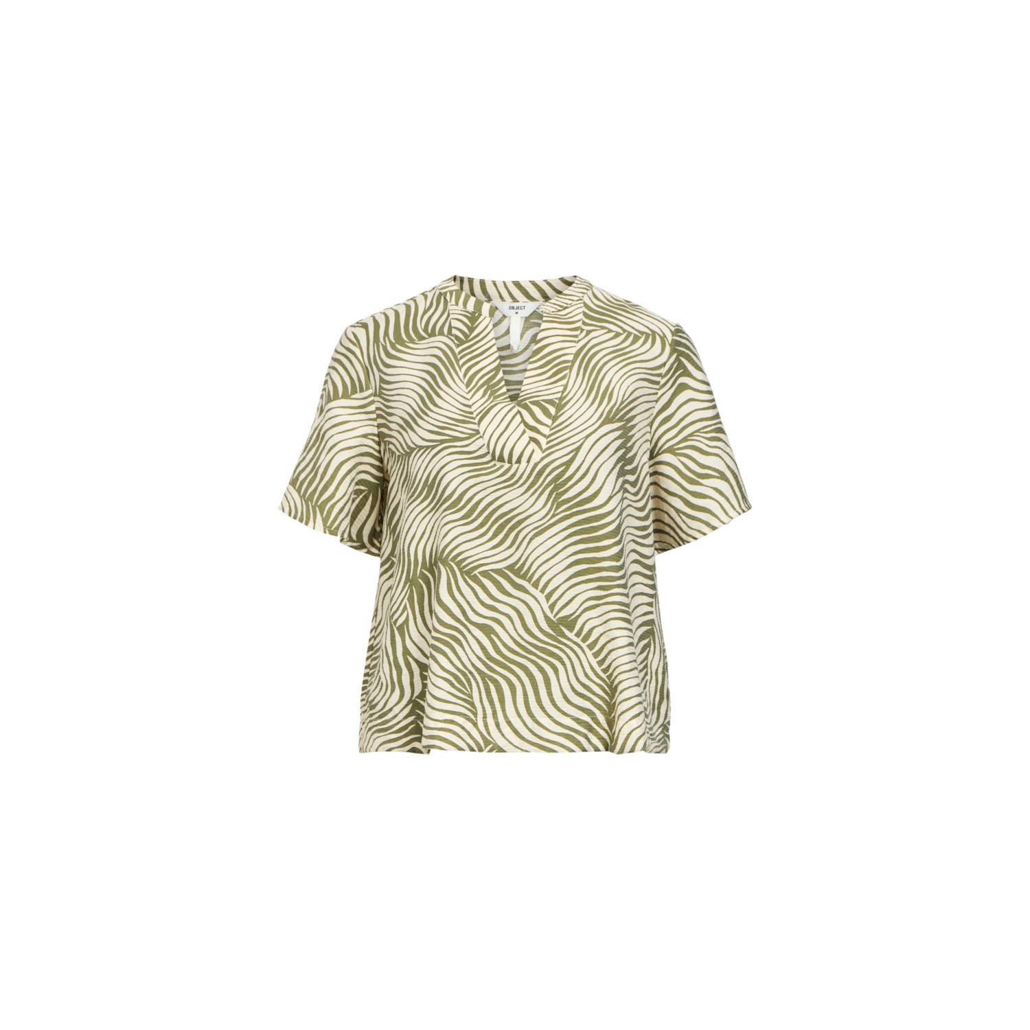 Object objkarina s/s v-neck top sandsh olive