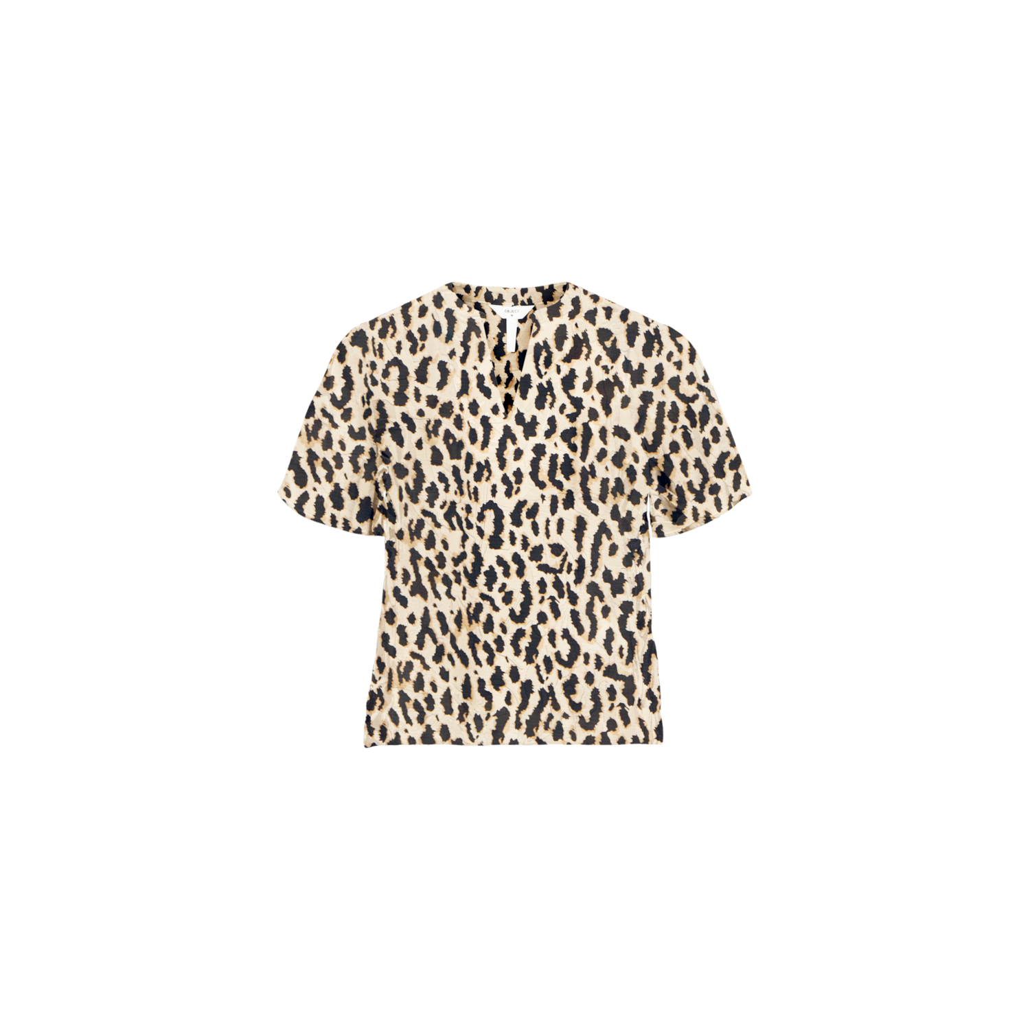 Object objkarina s/s v-neck top sandshell leopard