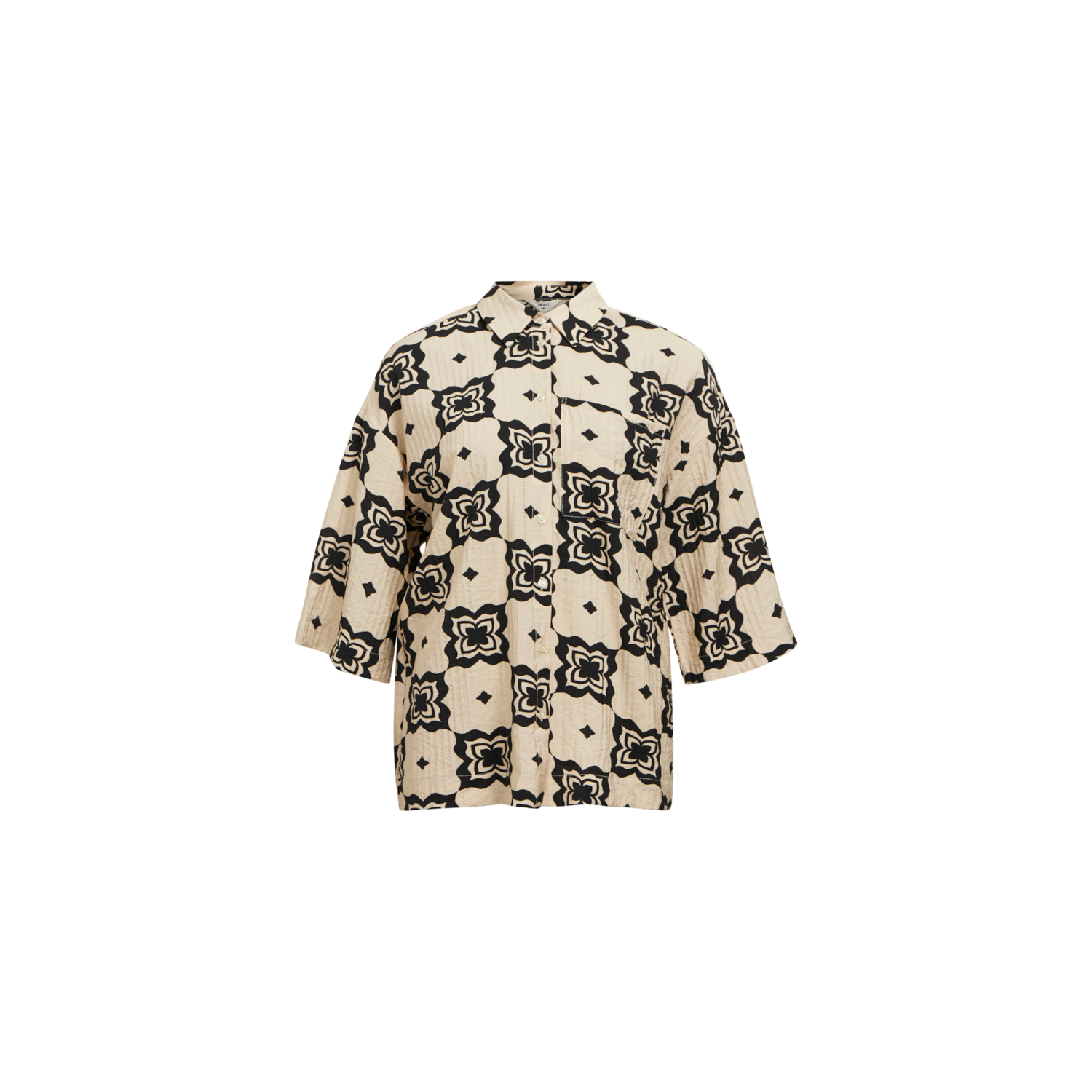Object objella 3/4 shirt 138 sandsheel black aop