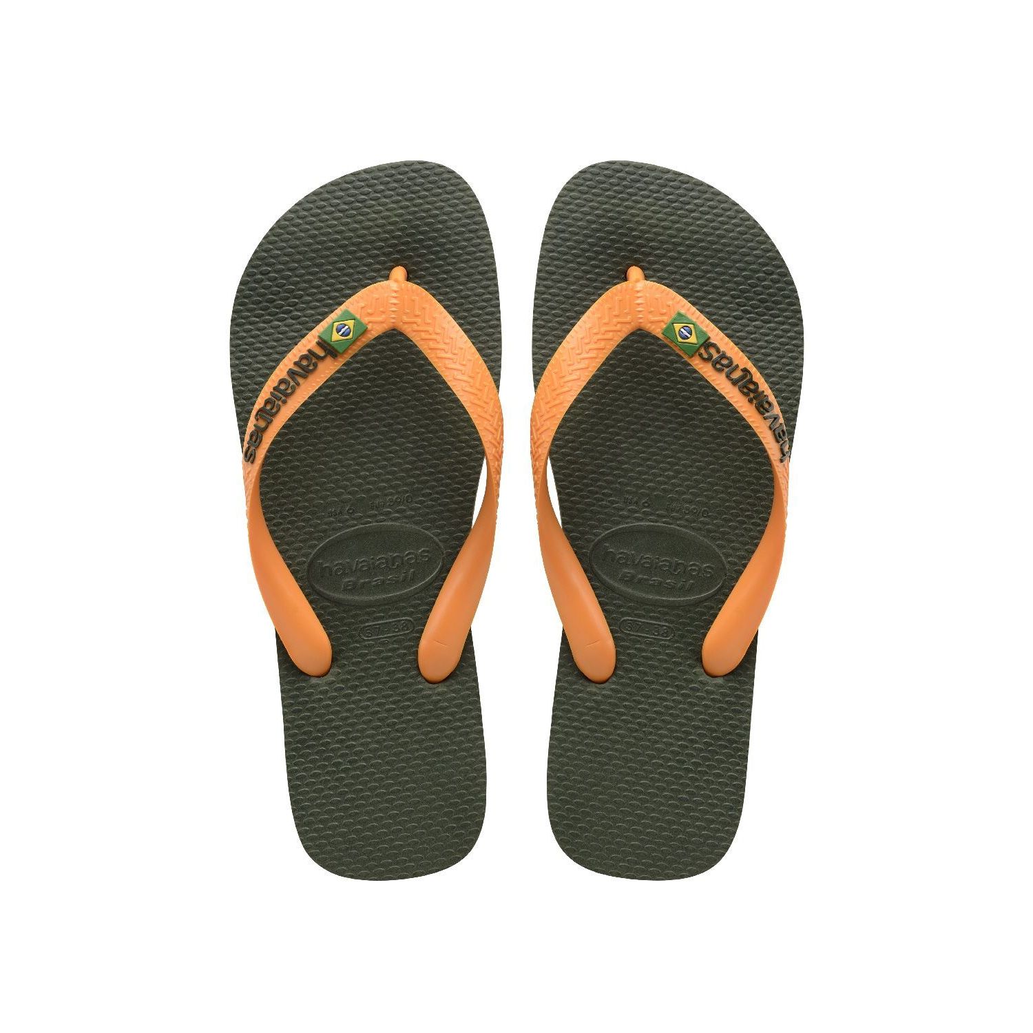 Havaianas brasil logo green olive / vibrant orange