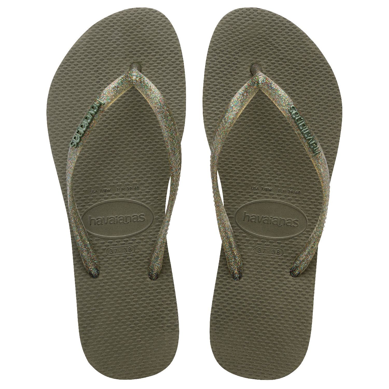 Havaianas slim logo metallic slipper green